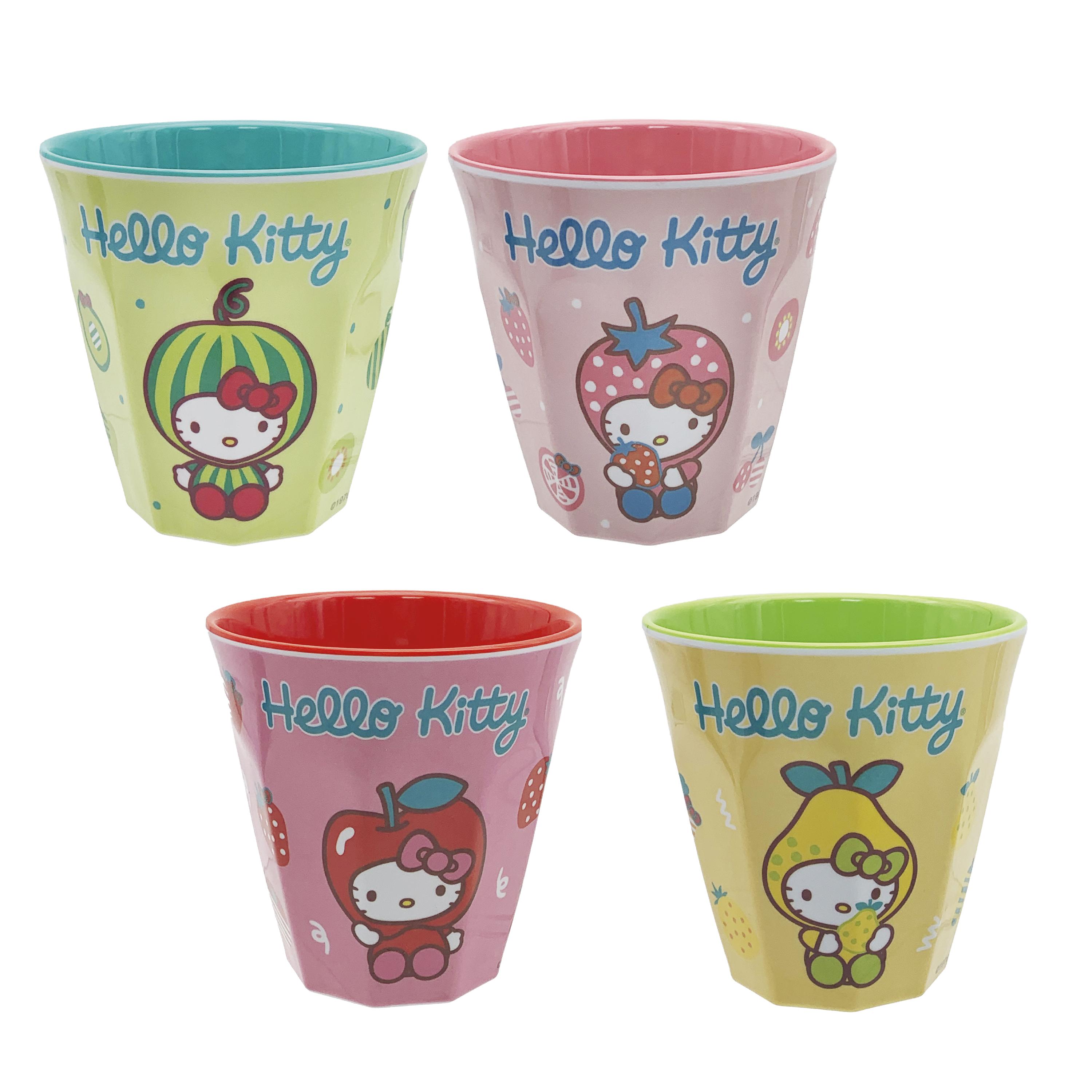 Sanrio 10 ounce Melamine Kids Cup, Hello Kitty, 4-piece set slideshow image 1