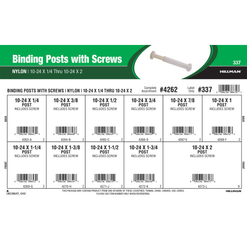 Nylon Binding Posts with Screws Assortment