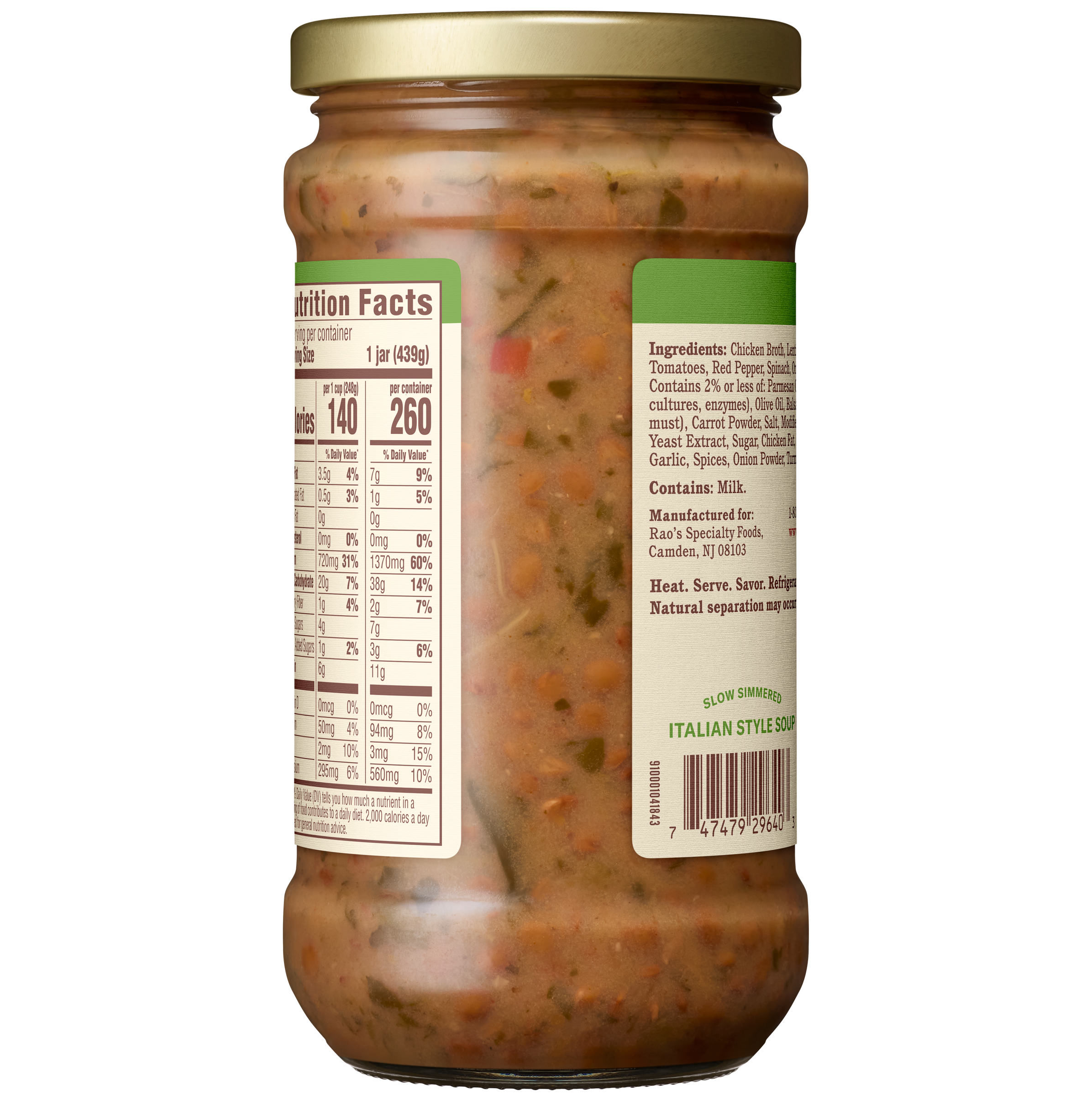 Italian-Style Lentil Soup, 15.5 oz - Back Image