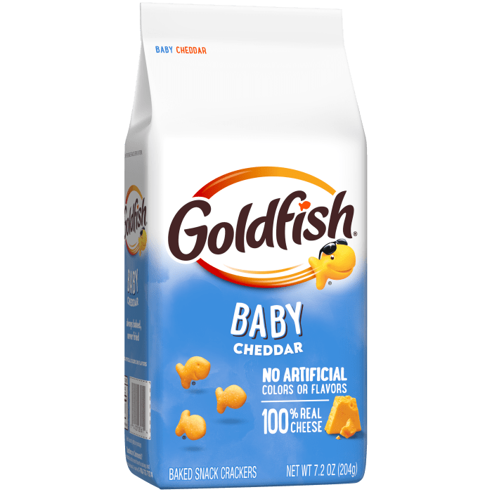 Goldfish® Baby Cheddar Baked Snack Crackers, 7.2 oz, bag - Left Angle Image