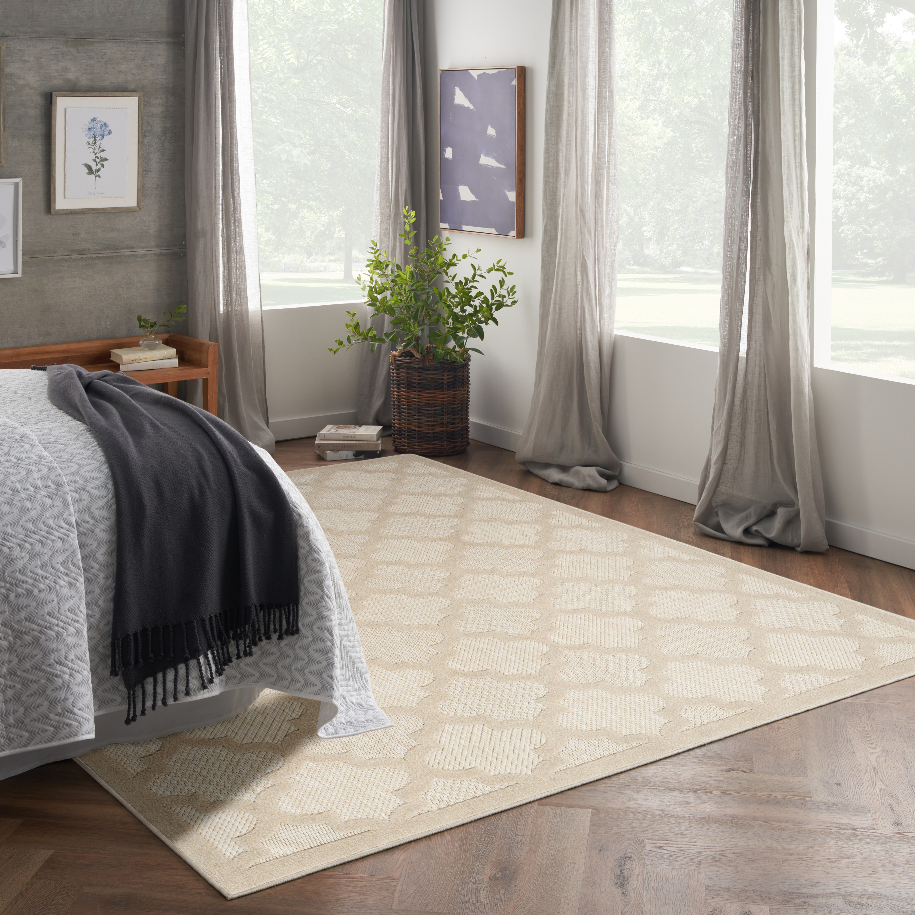 Nourison Easy Care 10' x 14' Cream Modern Rug