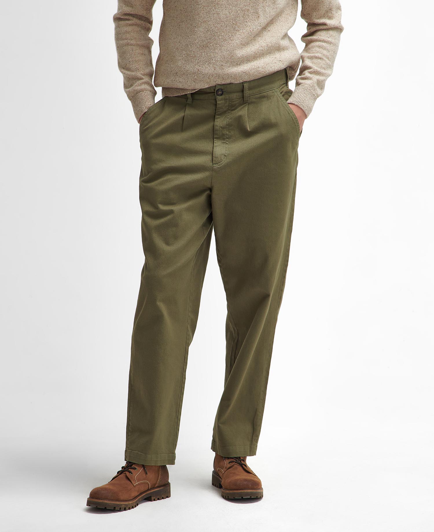 Pantaloni in tessuto stretch lavato dalla vestibilità comoda image number 1
