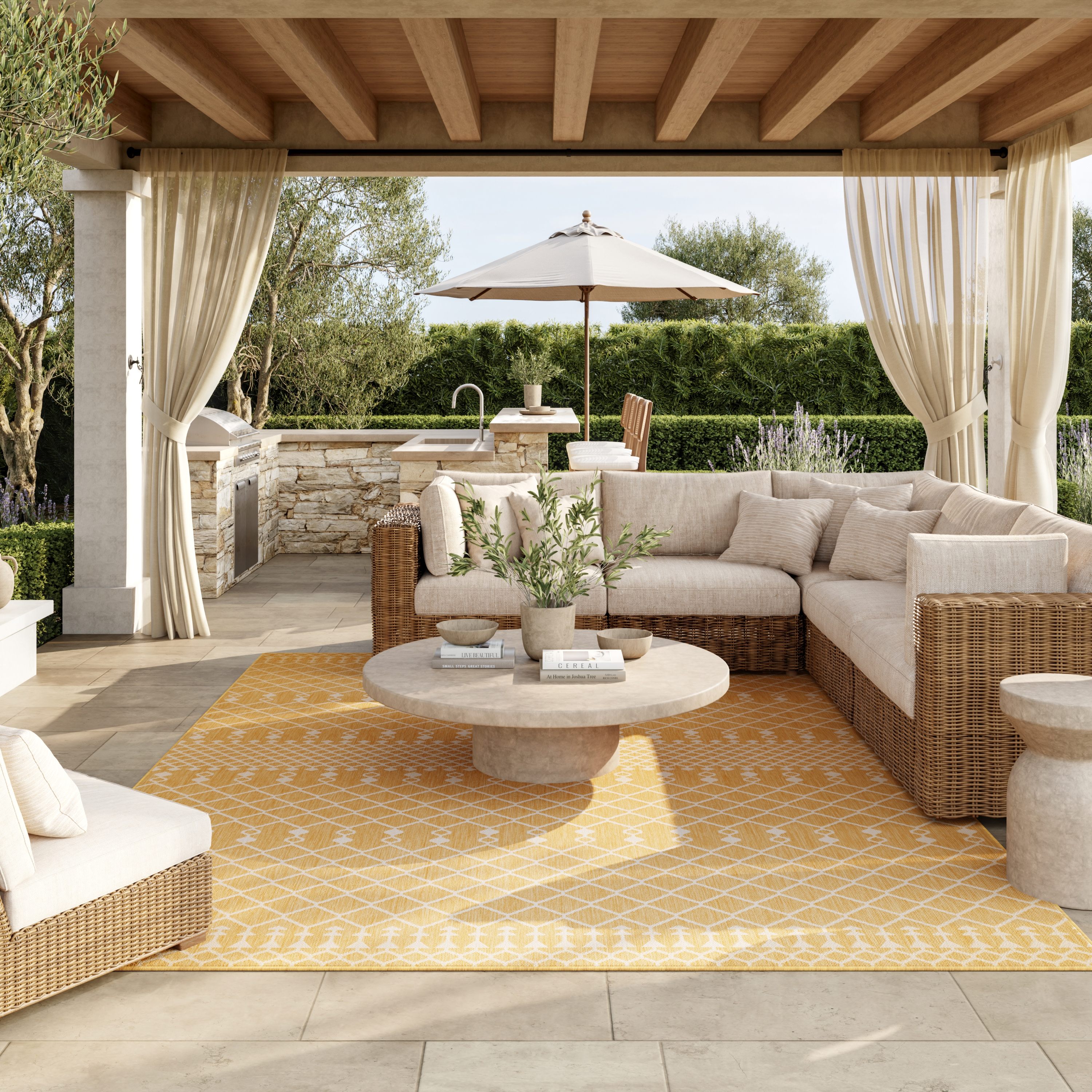 Nourison Positano 7' x 10' Yellow Modern Rug