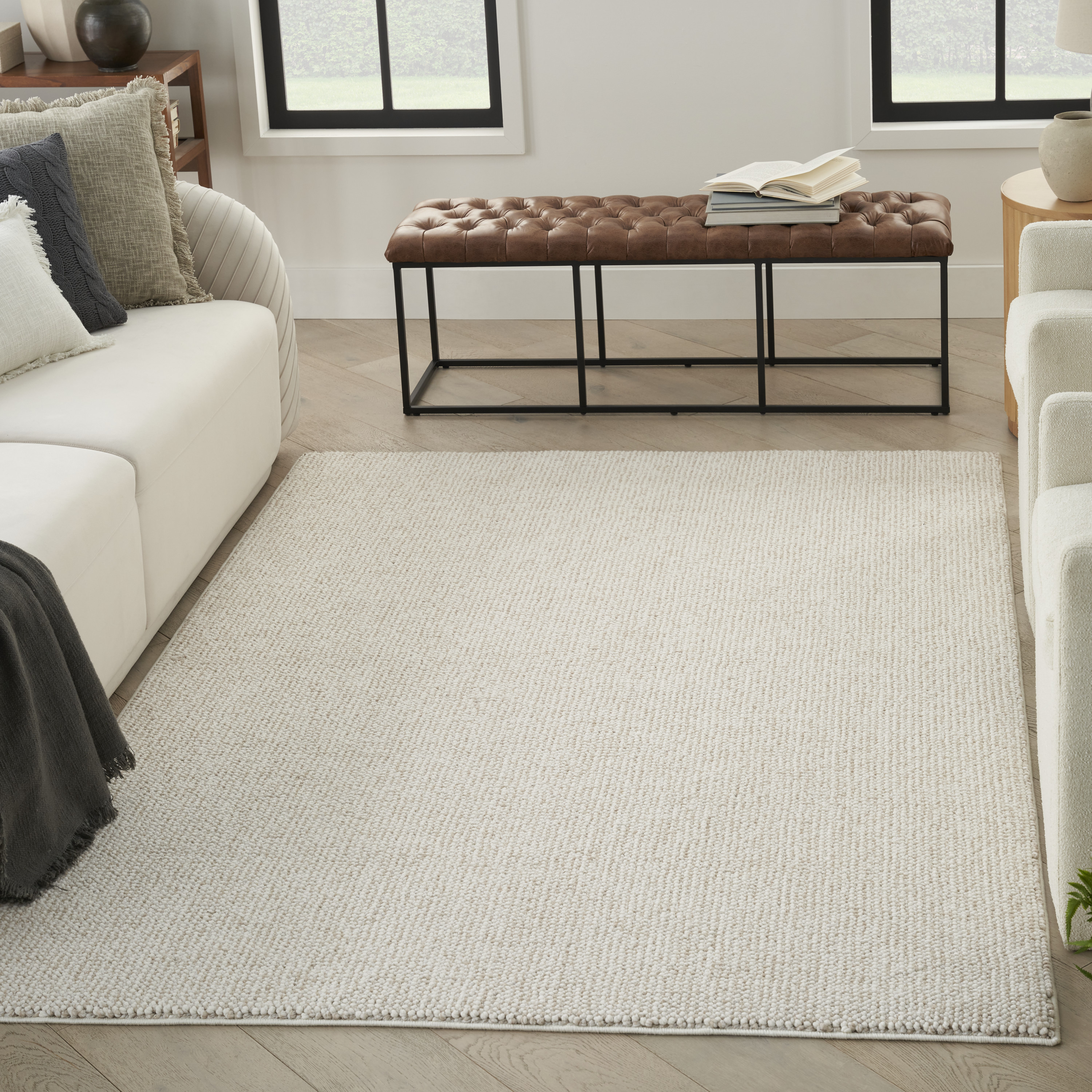 Nourison Natural Texture 5'3" x 7' Ivory Beige Farmhouse Indoor Rug