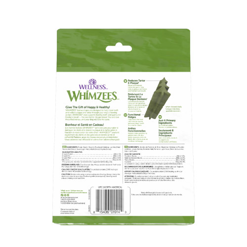 WHIMZEES Winter Shapes back packaging
