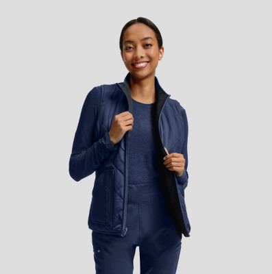 White Cross VIBE WJ707 NEW Women&#8216;s Sustainable Reversible 4-Pocket Scrub Vest-White Cross