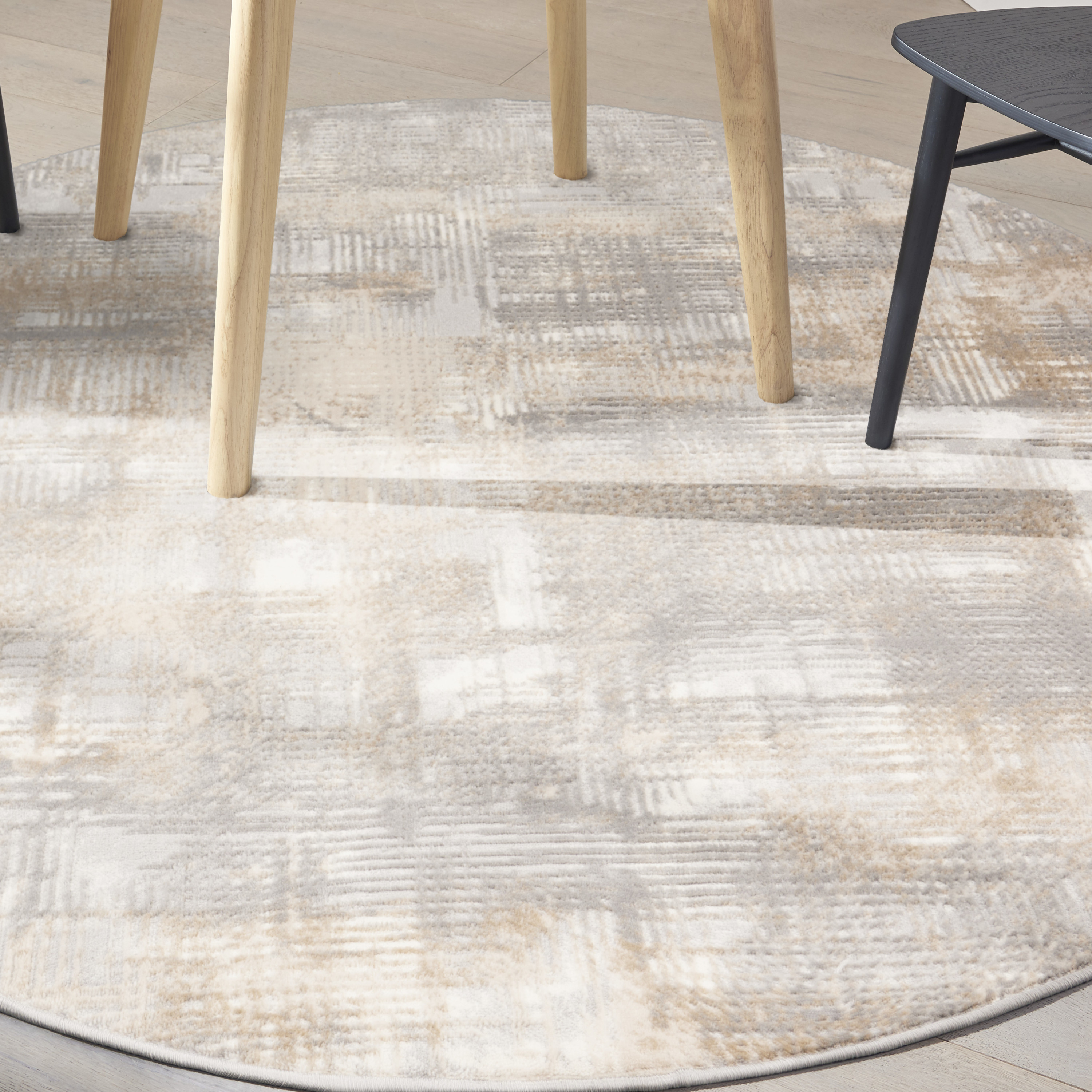 Calvin Klein CK950 Rush 6' x Round Grey Beige Modern Indoor Rug