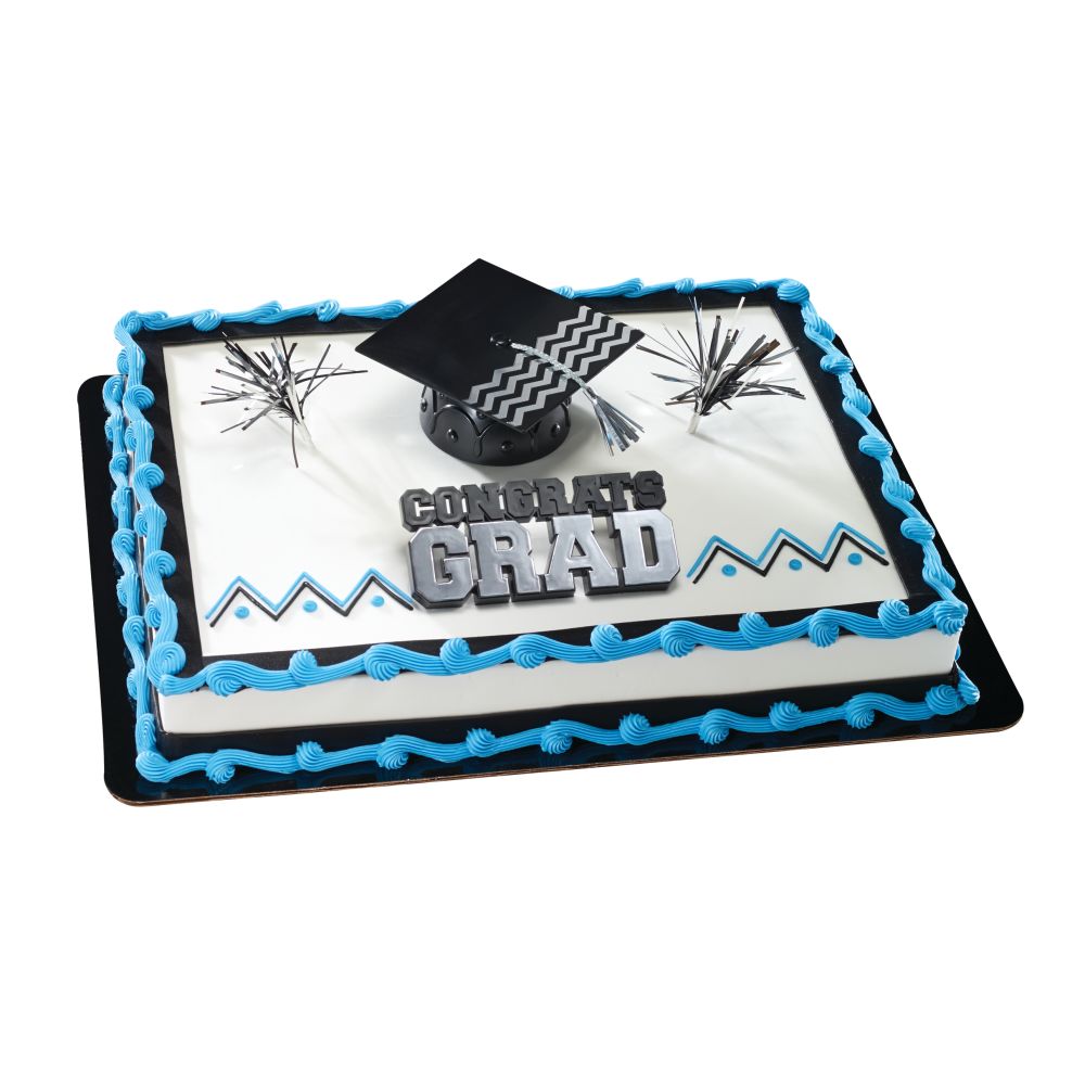 Image Cake Silver Congrats Grad & Cap