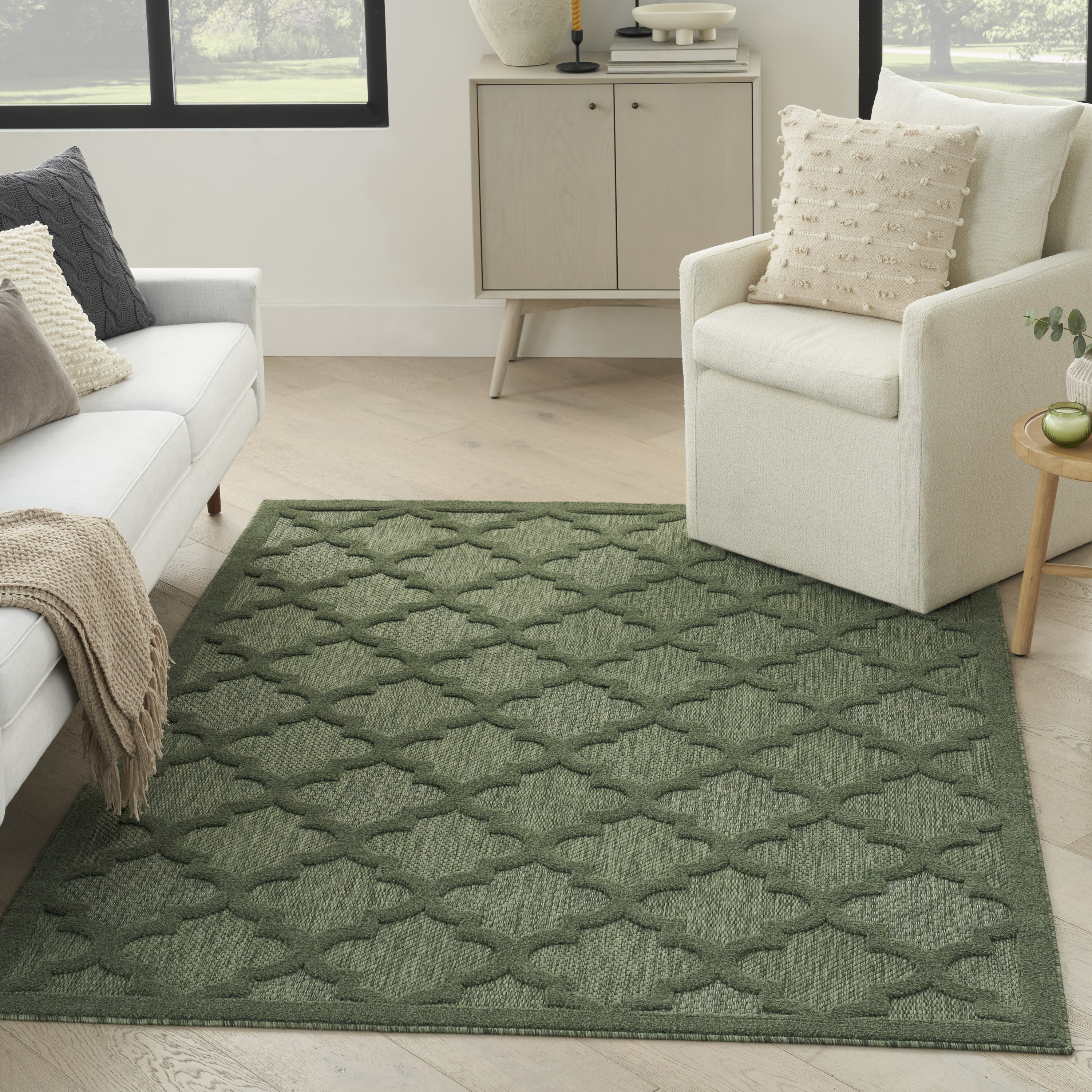 Nourison Easy Care 4' x 6' Green Modern Rug