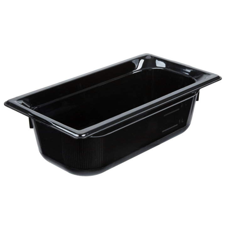 Third-size 4-inch-deep Super Pan® high-temperature plastic pan in black