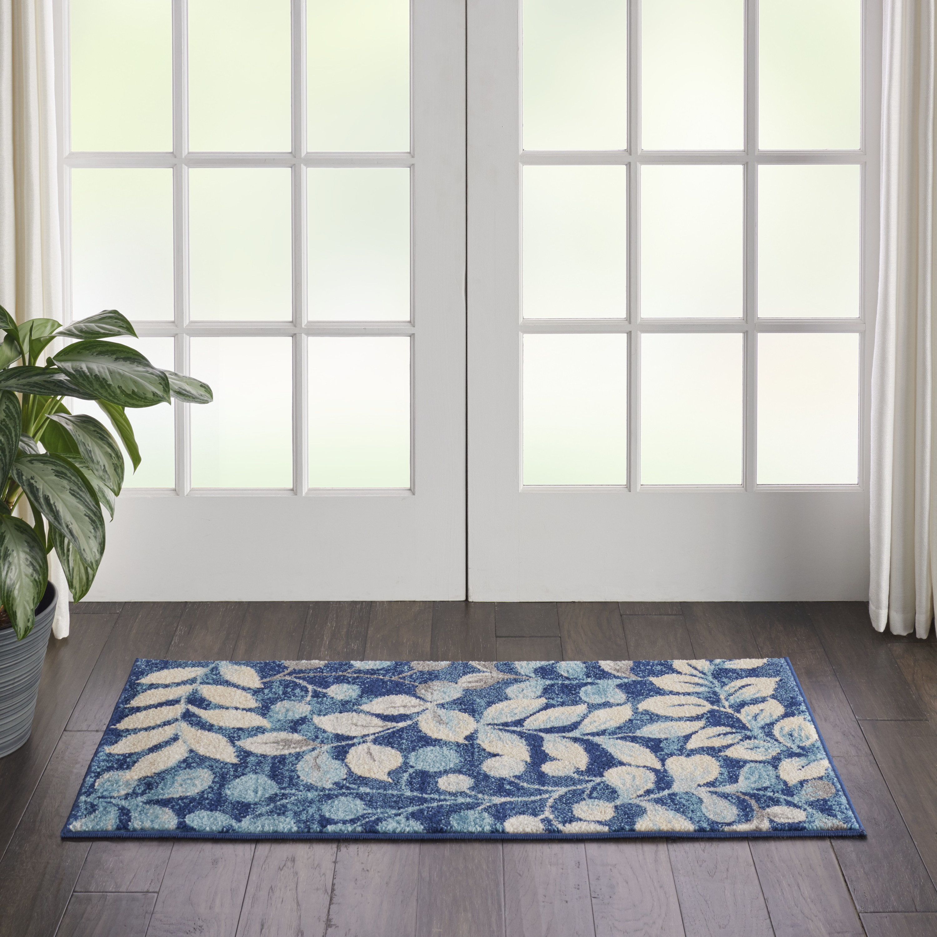 Nourison Tranquil 2' X 4' Navy Farmhouse Indoor Rug