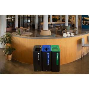 RUB2078988, Rubbermaid Commercial, Sustain, Landfill, 23 gal, Powder-coated Steel, Black, Rectangle, Receptacle