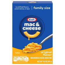 Kraft Original Mac & Cheese Macaroni and Cheese Dinner Family Size, 14.5 oz Box