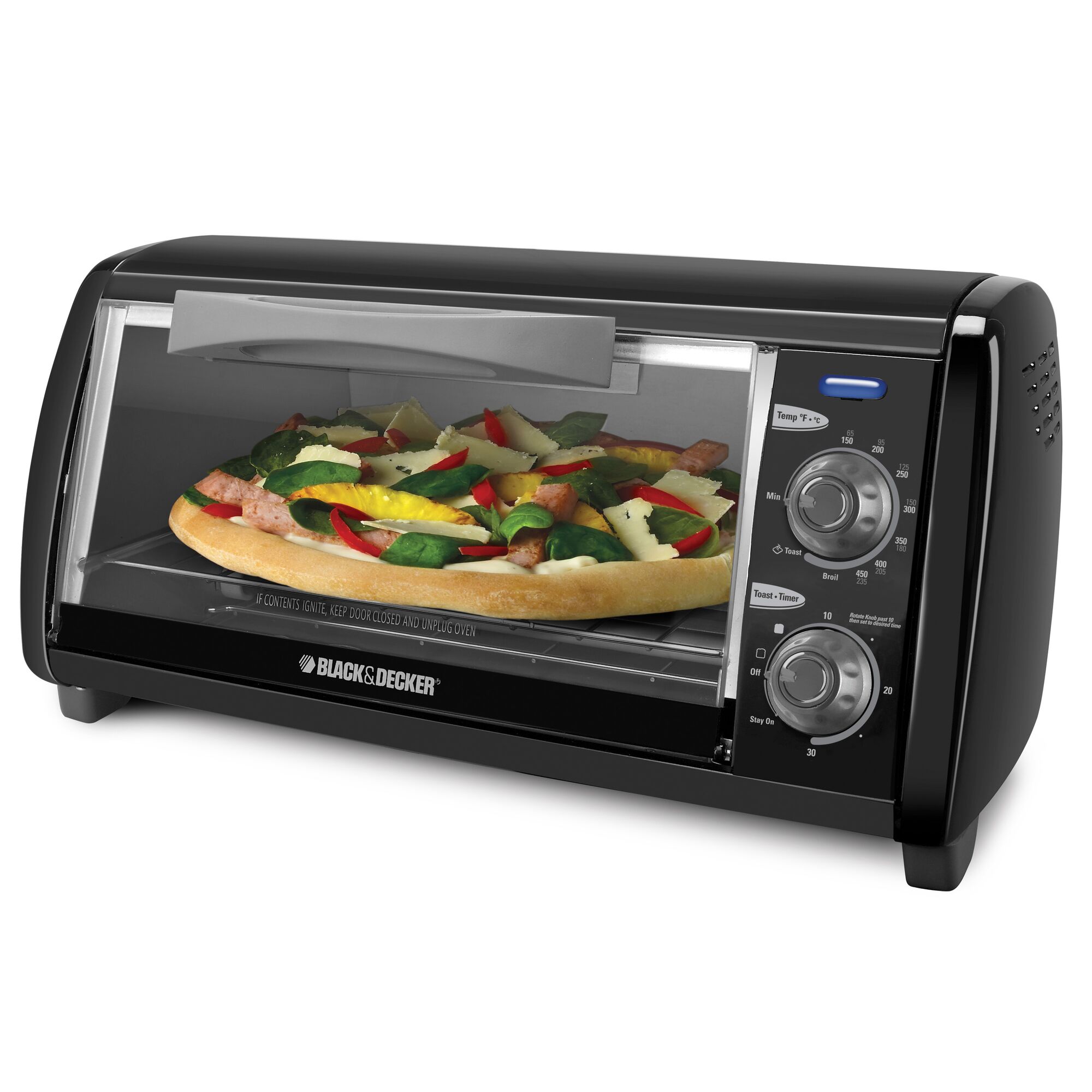Profile of countertop toaster oven.