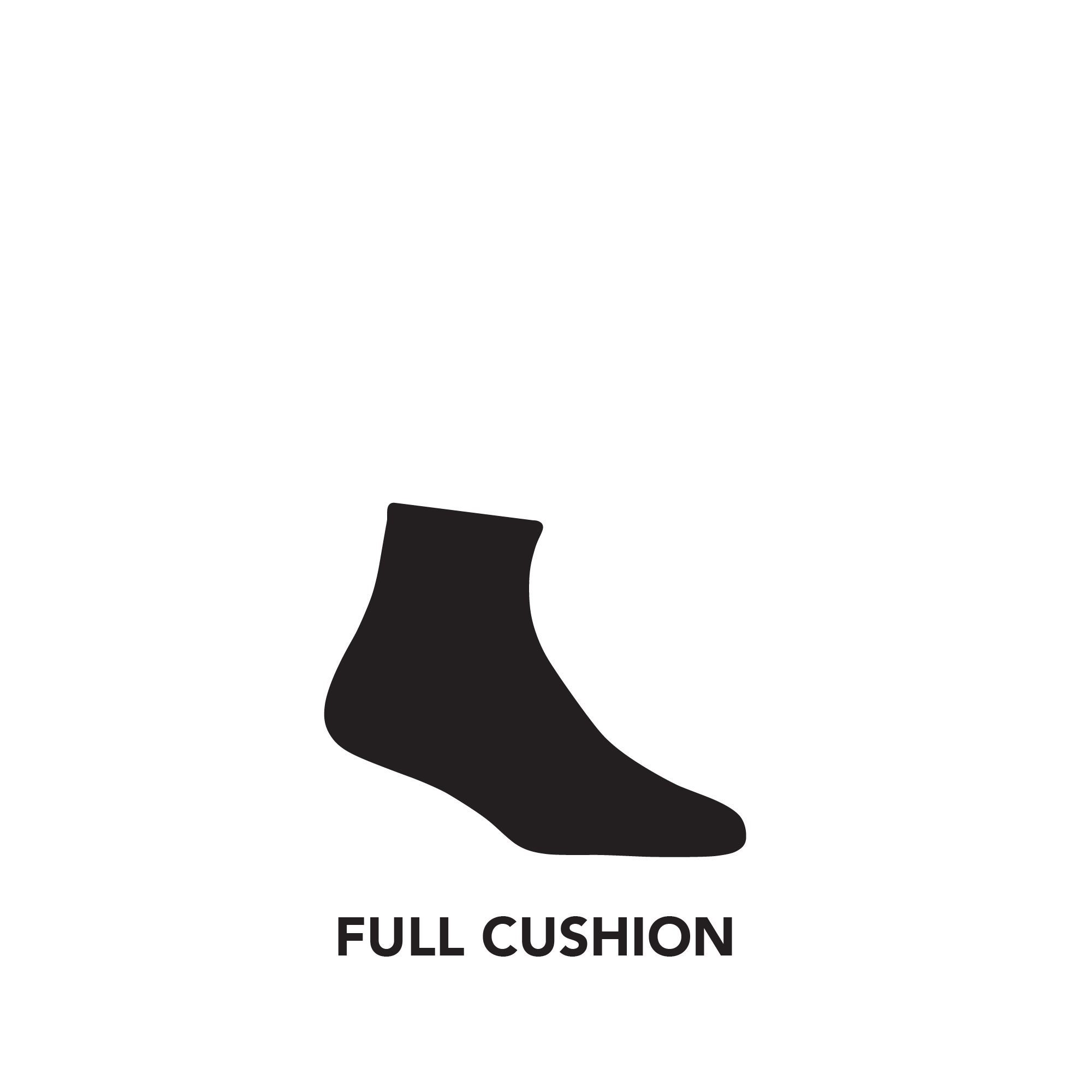 Outline image of Shorty sock with full cushion show by darkened area