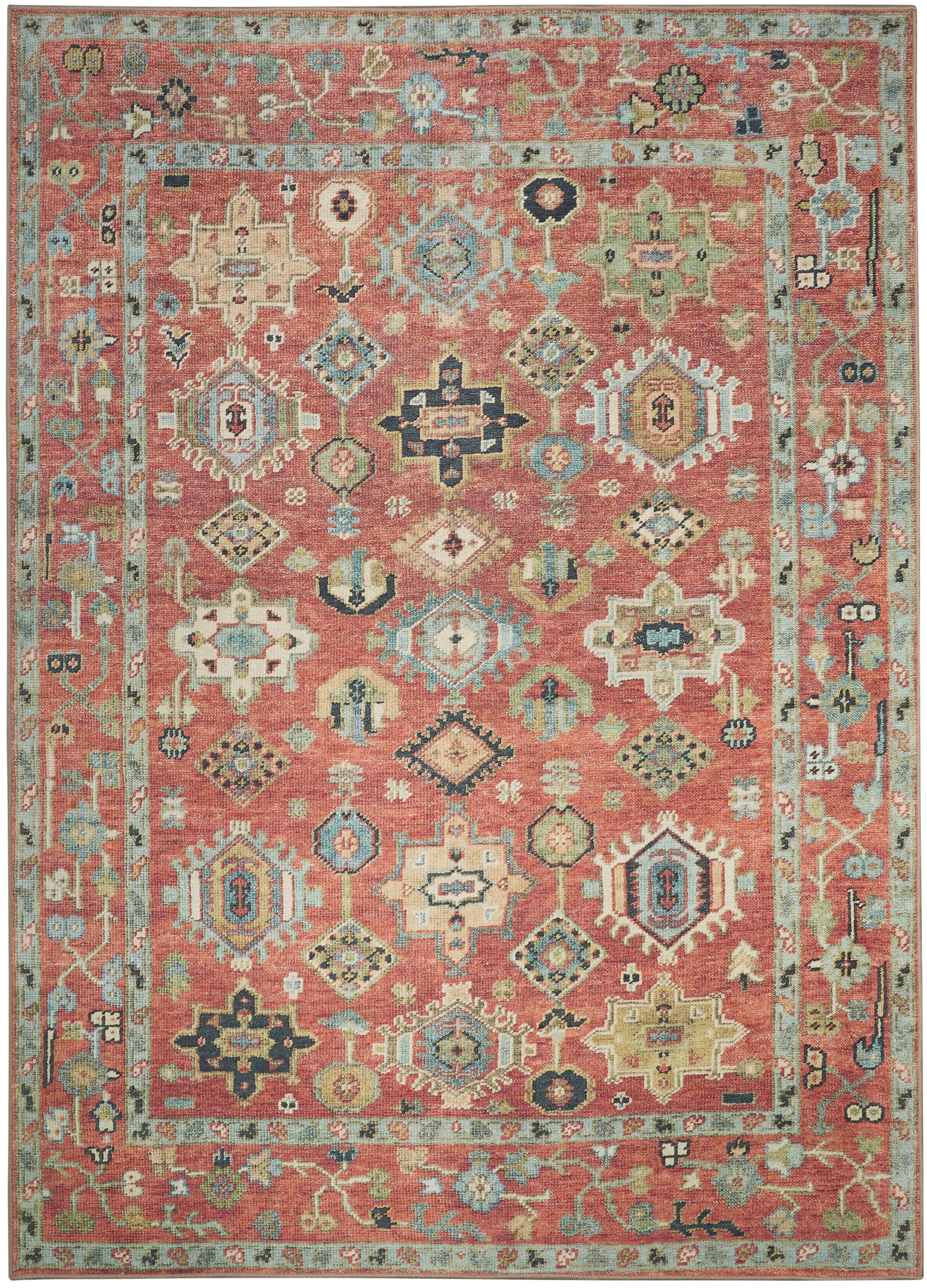 Nourison Vintage Washables 5'3" x 7'3" Rust Multicolor Vintage Indoor Rug