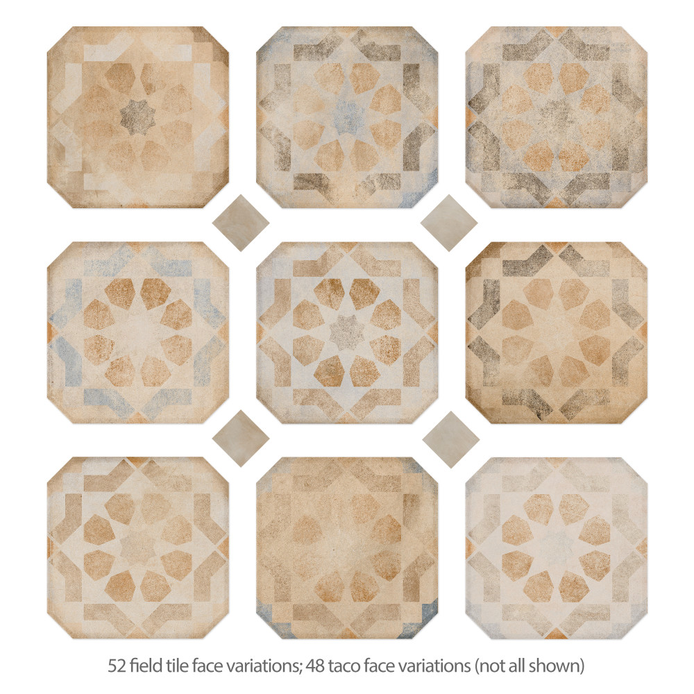 Laverton Octagon Deco Multicolor with Taco Arena 7-7/8 in. x 7-7/8 in. Porcelain Floor and Wall Tile