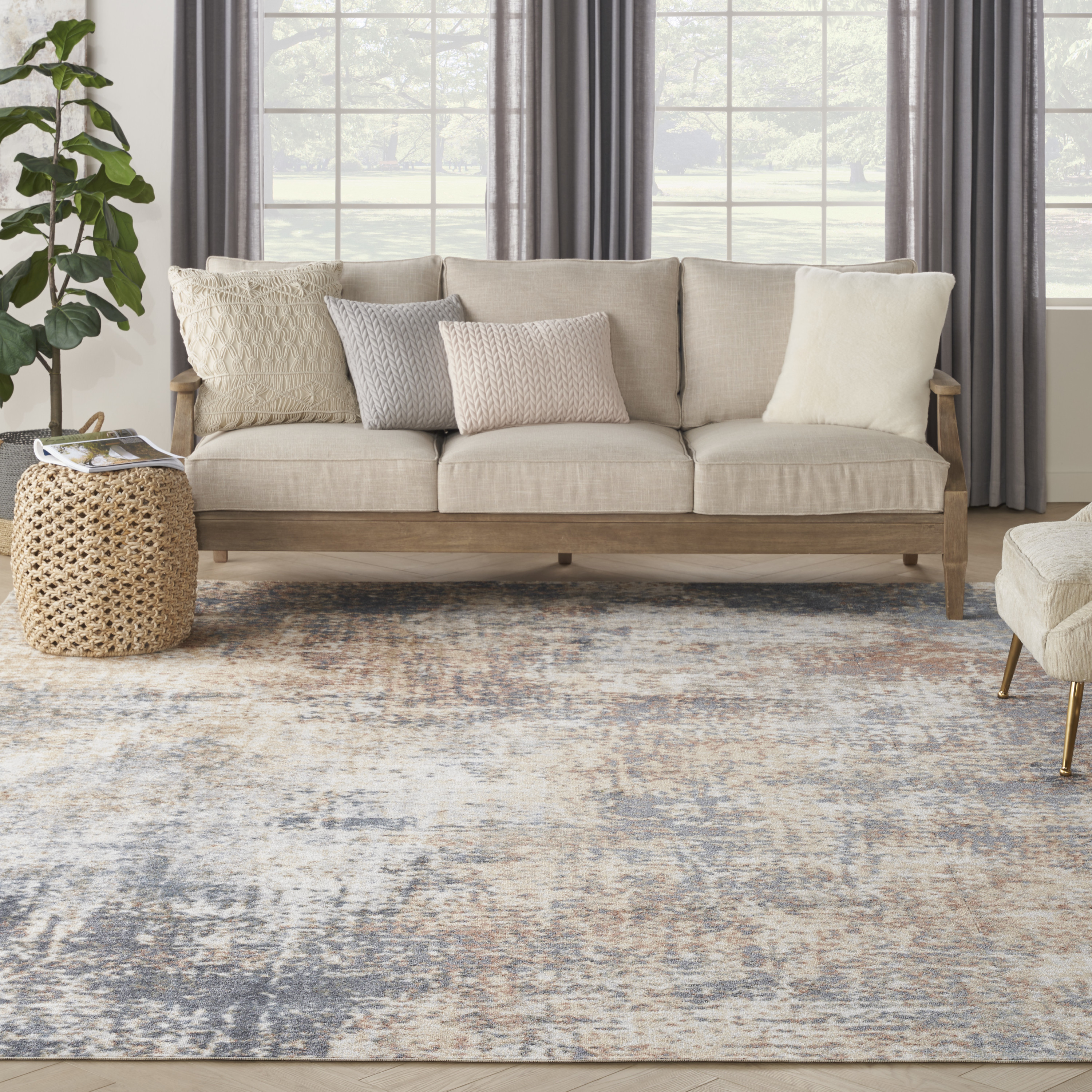 Nourison Astra Machine Washable 7'10" x 10' Multicolor Modern Indoor Rug