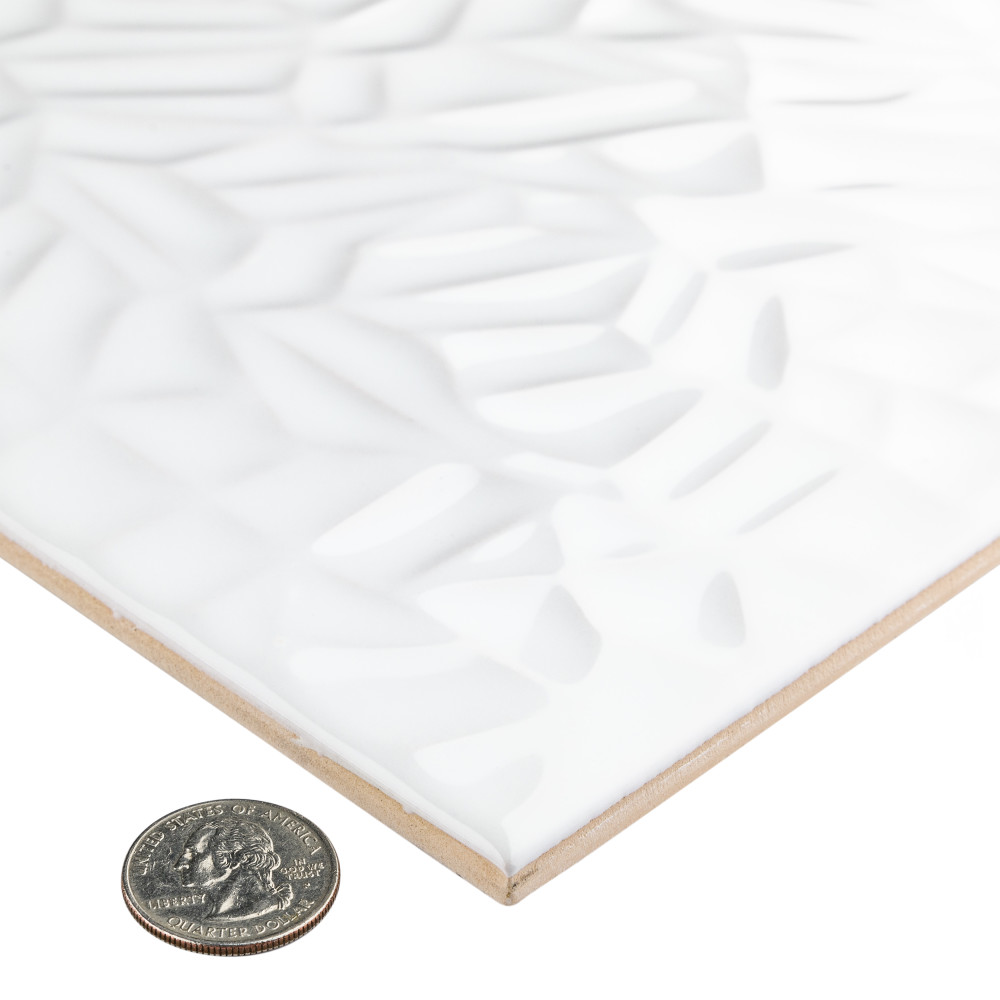 More Petal Glossy White 9-7/8 in. x 15-3/4 in. Ceramic Wall Tile
