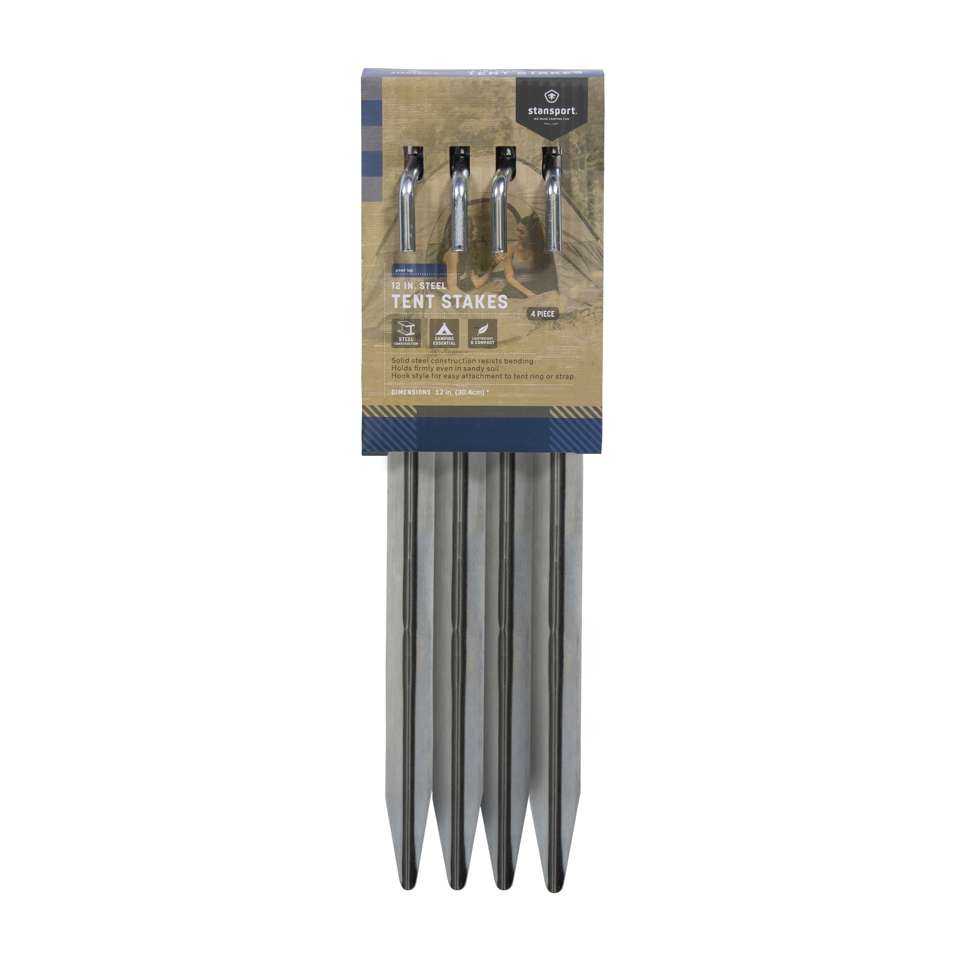 STANSPORT 12 IN STEEL TENT CANOPY STAKES PEGS NAIL 4 PACK ...