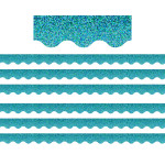 Teacher Created Resources&reg; Teal Sparkle Scalloped Border Trim, 35 Feet Per Pack, 6 Packs TCR8792-6
