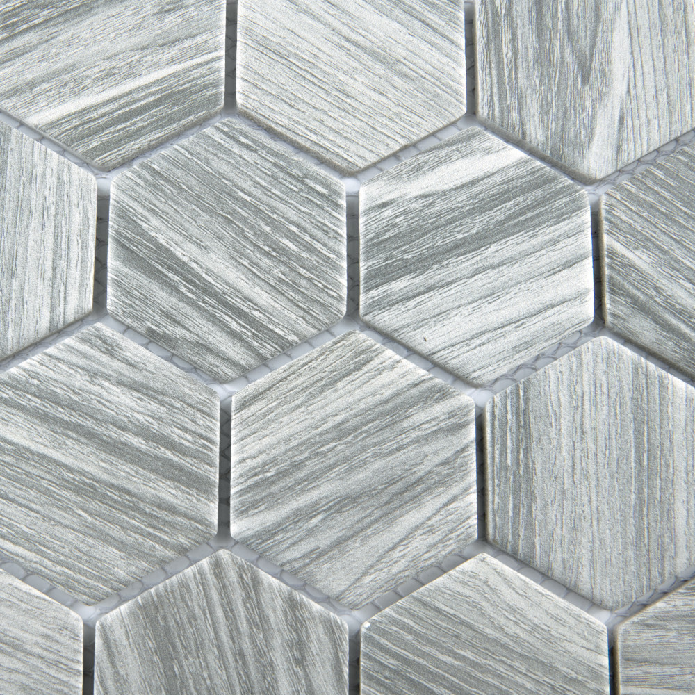 Llama 2″ Hex Matte Silver Smoke 11-1/8 in. x 12-5/8 in. Porcelain Mosaic Tile