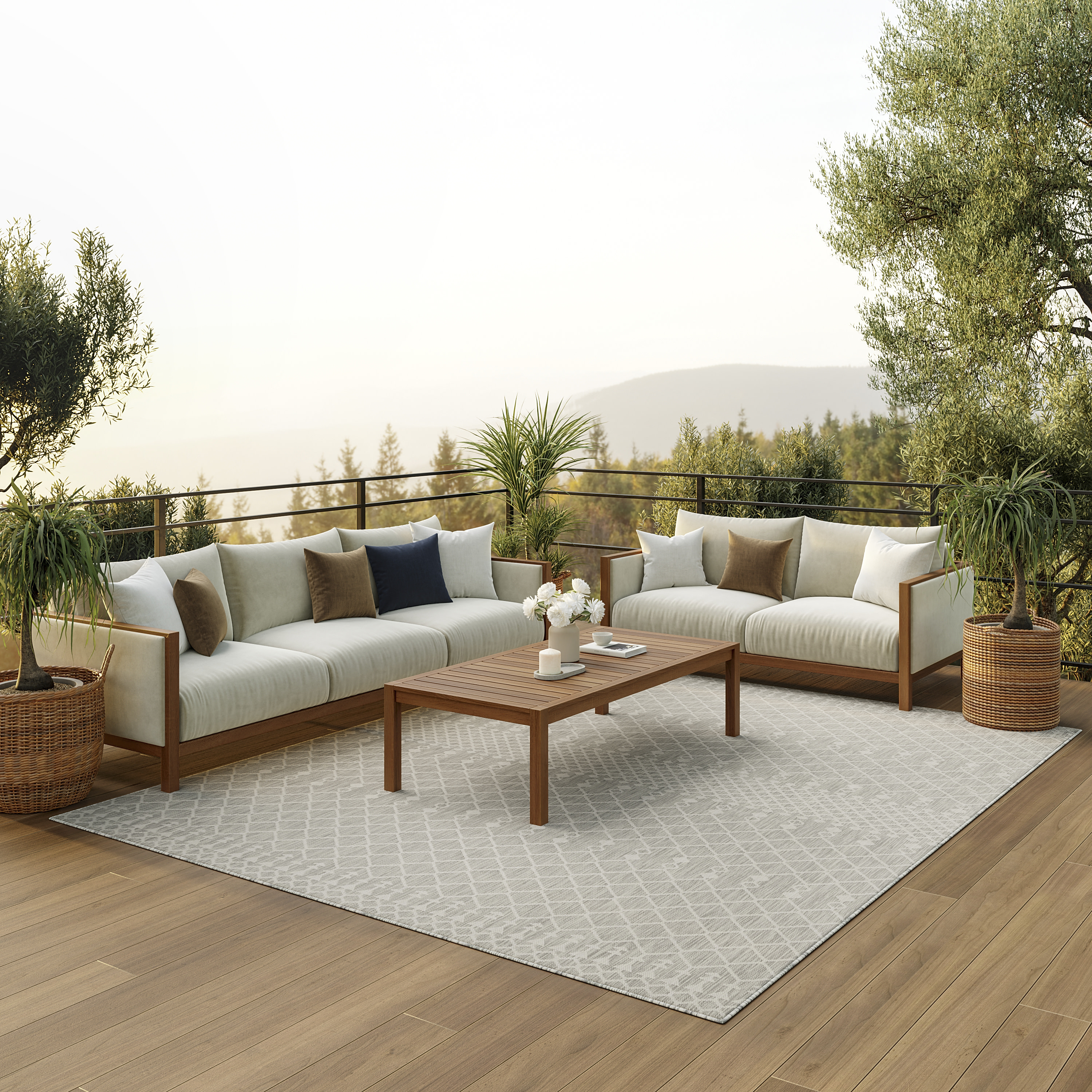 Nourison Positano 7' x 10' Light Grey Modern Rug