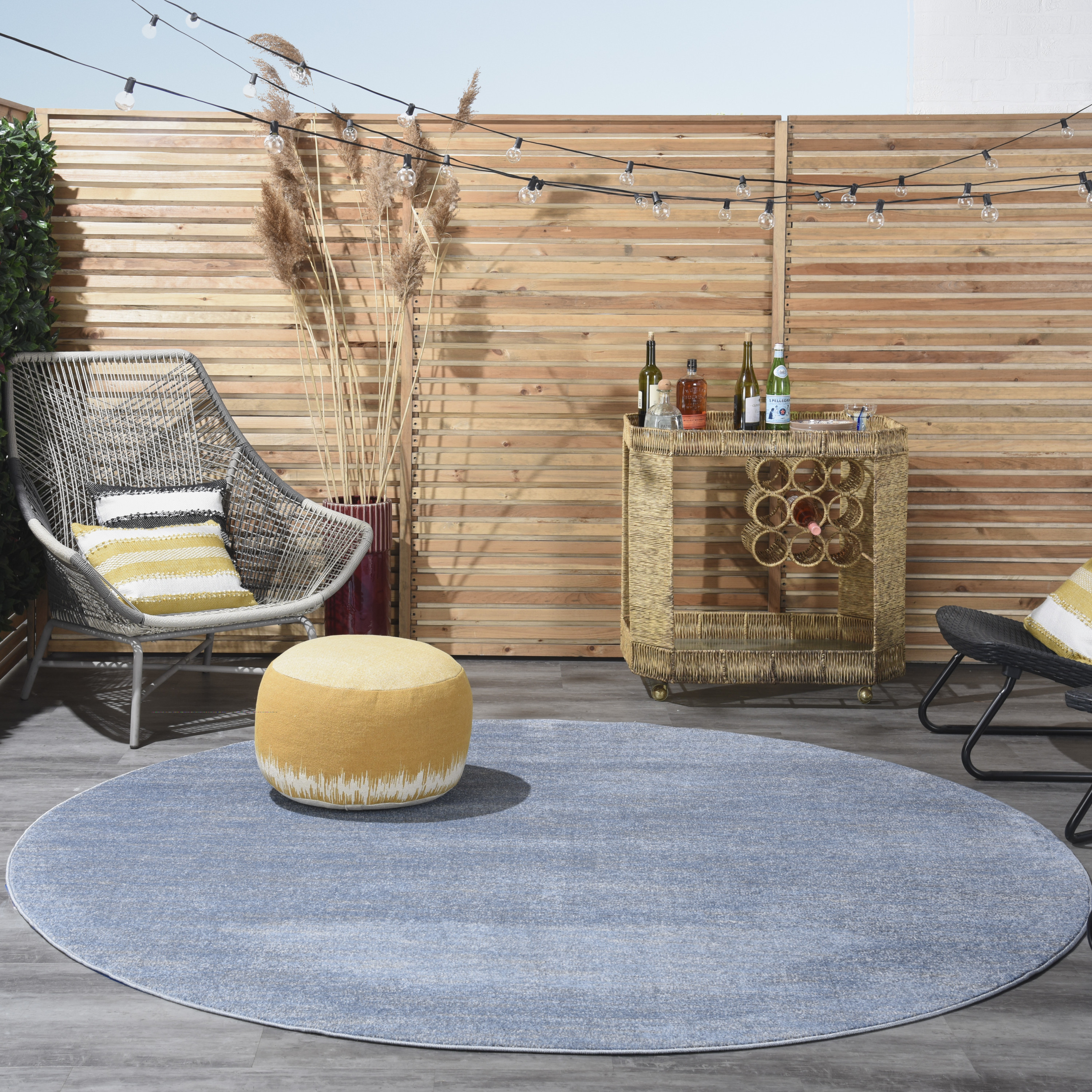 Nourison Nourison Essentials 8' x Round Blue Grey Outdoor Rug