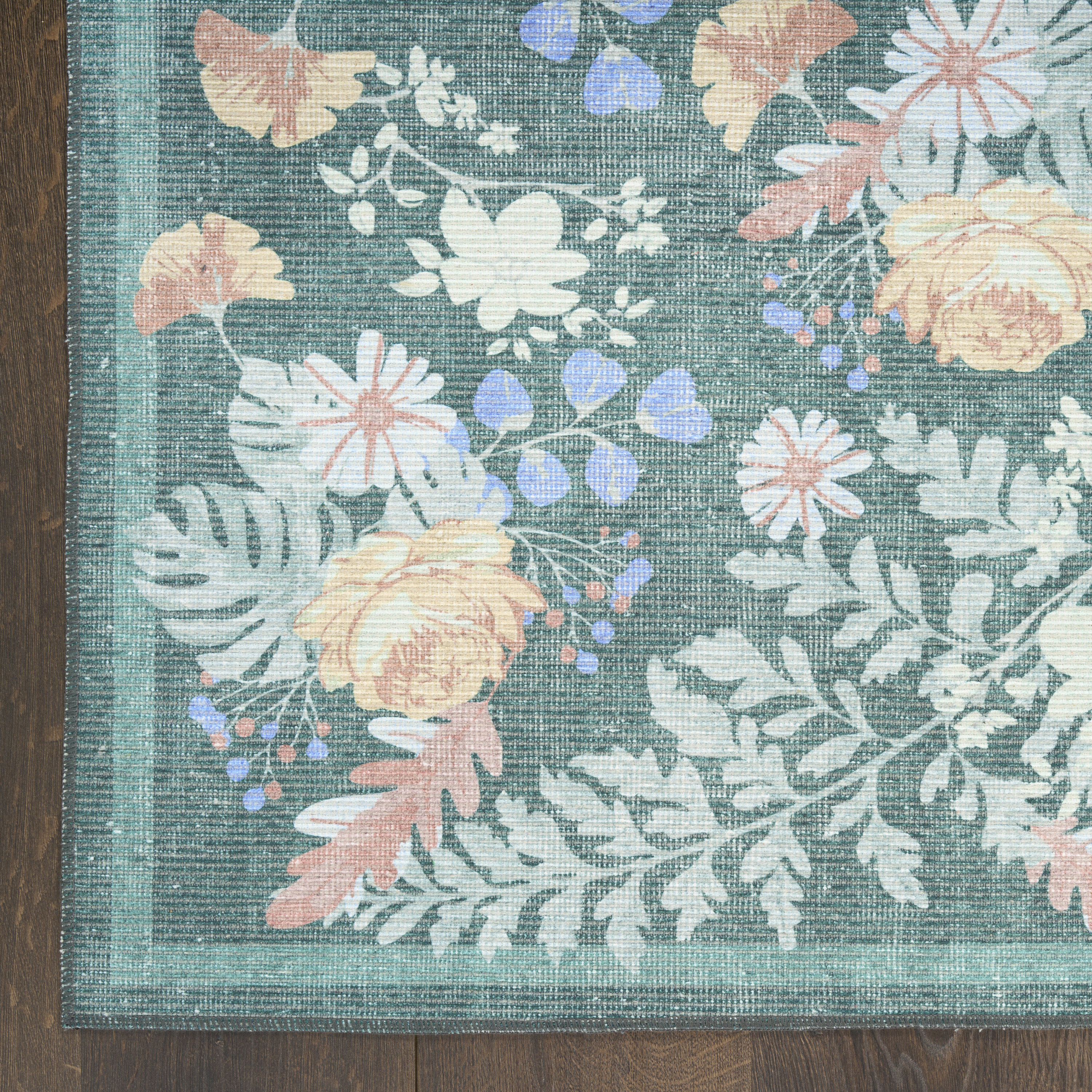 Nourison Botanical Washables 7'6" x 9'10" Green Multicolor Farmhouse Indoor Rug