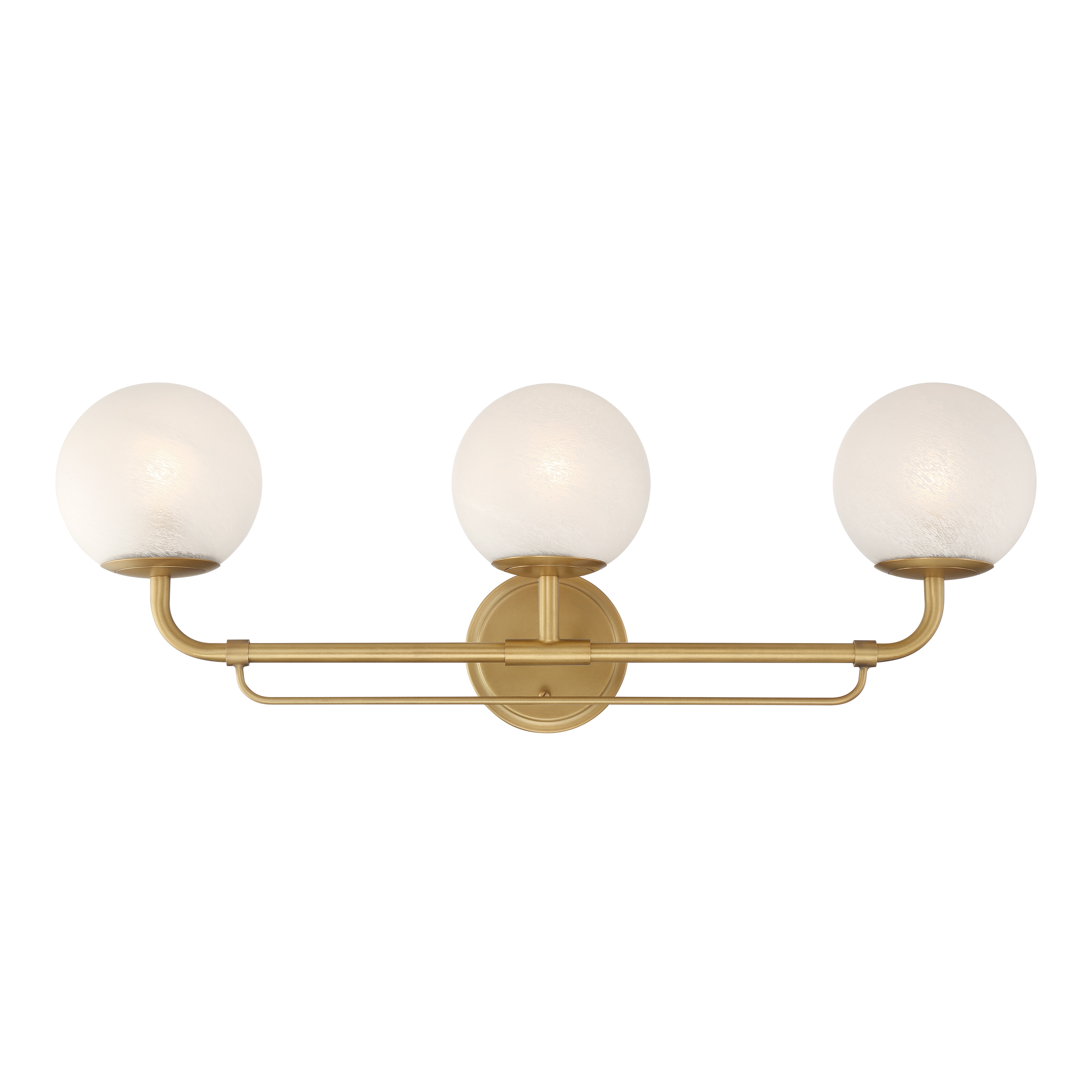 The Whitehall 28" vanity light combines traditional brass elegance with transitional design sensibility. Three etched alabaster glass shades provide soft, diffused illumination perfect for bathroom tasks while the Legacy Brass finish adds warmth and sophistication. - alternate view