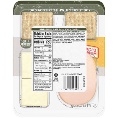 Oscar Mayer Natural Snack Plate, Roasted Turkey, White Cheddar, Whole Wheat Crackers, 3.3 oz Tray