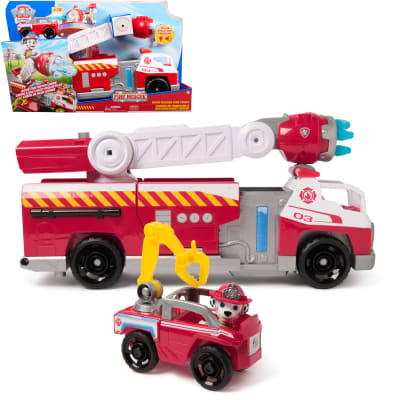 PAW Patrol Fire Rescue: Rapid Reload Fire Truck with Marshall Figure, Quick-Fire Launcher, Lights & Sounds, Kids Toys for Boys & Girls Ages 3 and Up