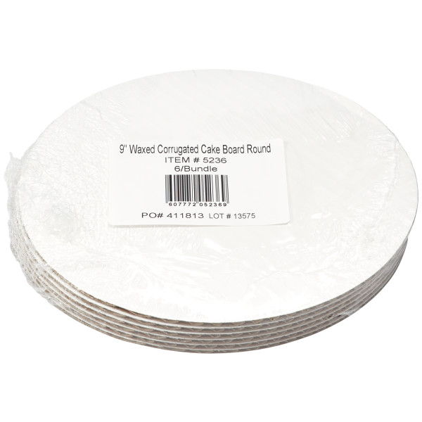 9" Round Waxed Corrugated Cake Board