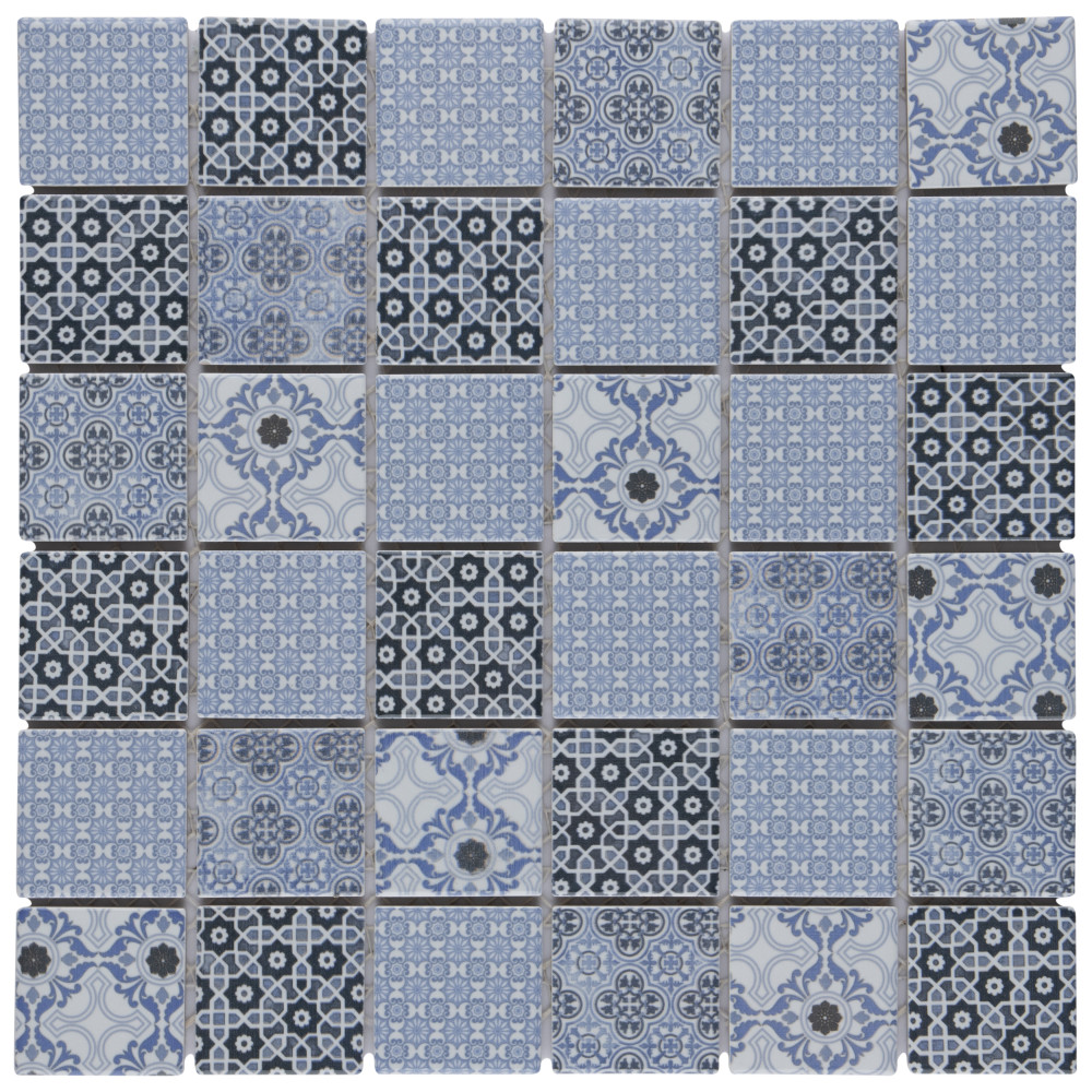 Classico 2″ Square Blue 11-3/4 in. x 11-3/4 in. Porcelain Mosaic Tile