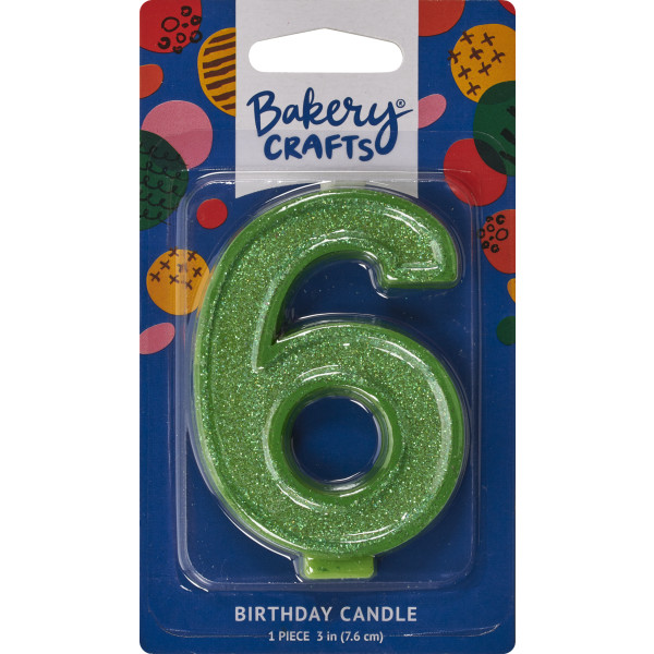 6 Glitter Numeral Candles