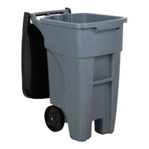 Rubbermaid Commercial, BRUTE, Rollout, 32 gal, Resin, Gray, Rectangle, Receptacle