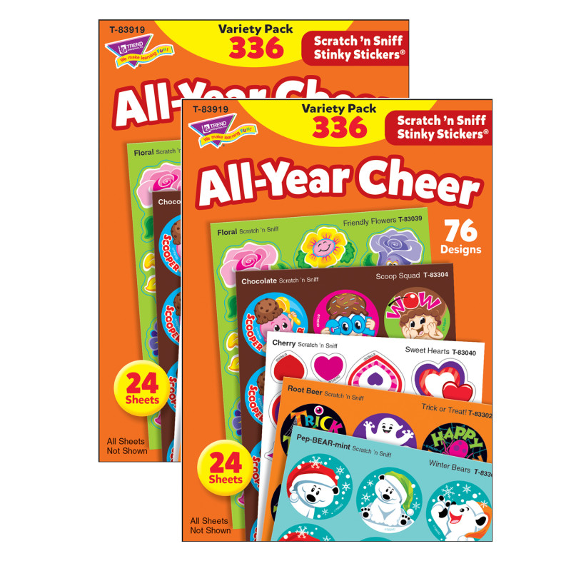 All Year Cheer Stinky Stickers® Variety Pack, 336 Count Per Pack, 2 Packs