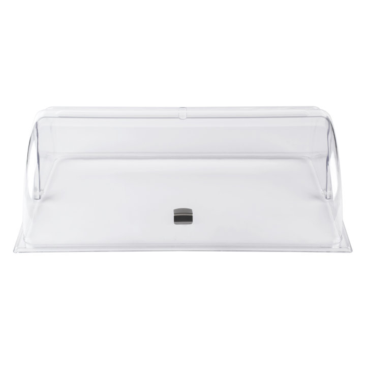Full-size acrylic rolltop cover for cubic display cutting board or display platter