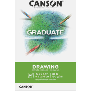 Graduate Drawing Pad, Foldover Binding, 30 Sheet, 5.5x8.5 inch, 1 Count