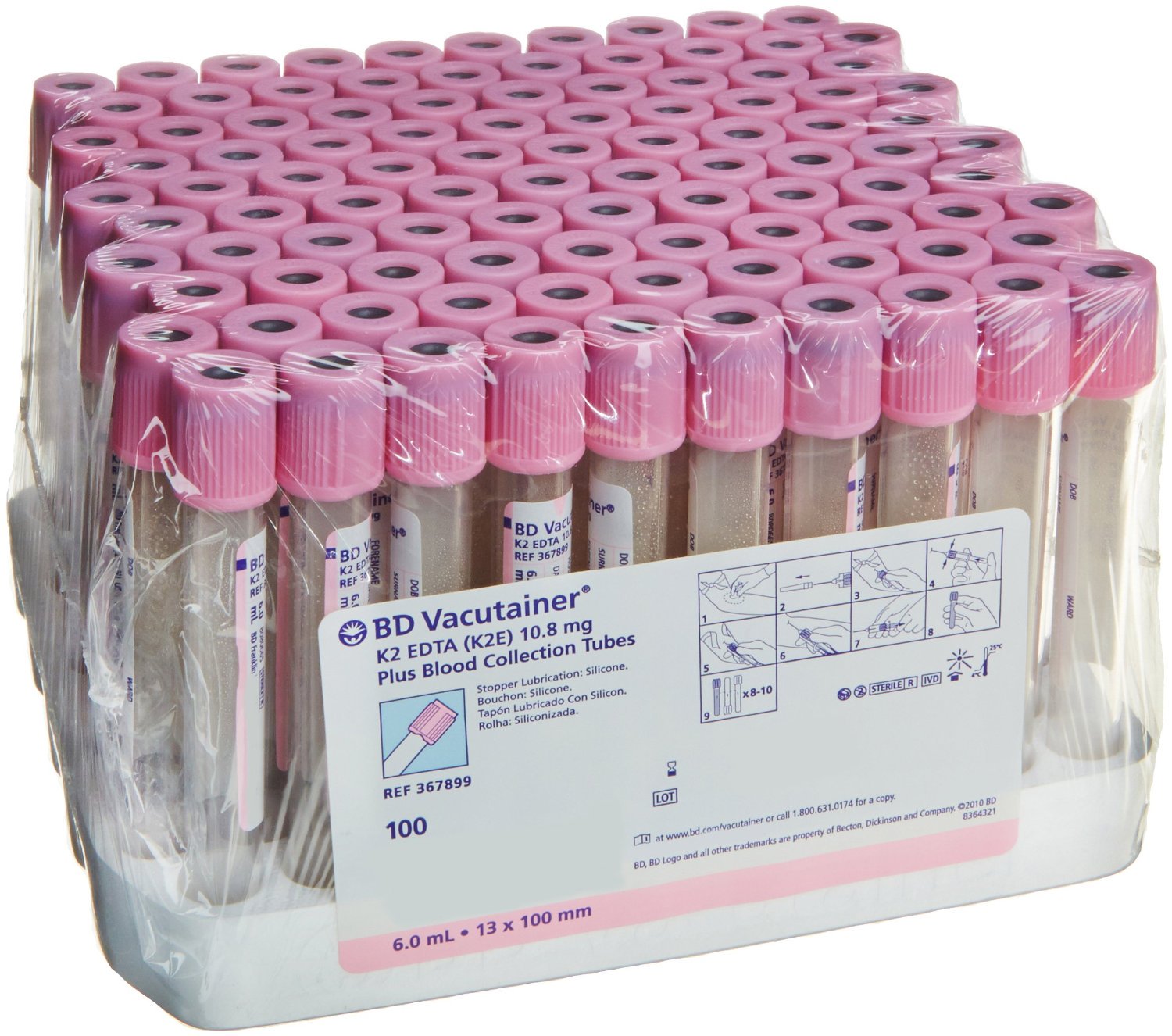 BD Vacutainer Venous Blood Collection Tube, 6 mL, 13 x 100 mm MK 388911