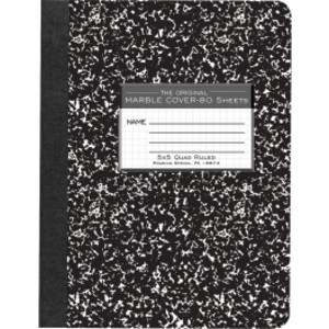 Composition Book, 5x5 Graph, 80 Sheets, 9.75" x 7.5", Black Marble