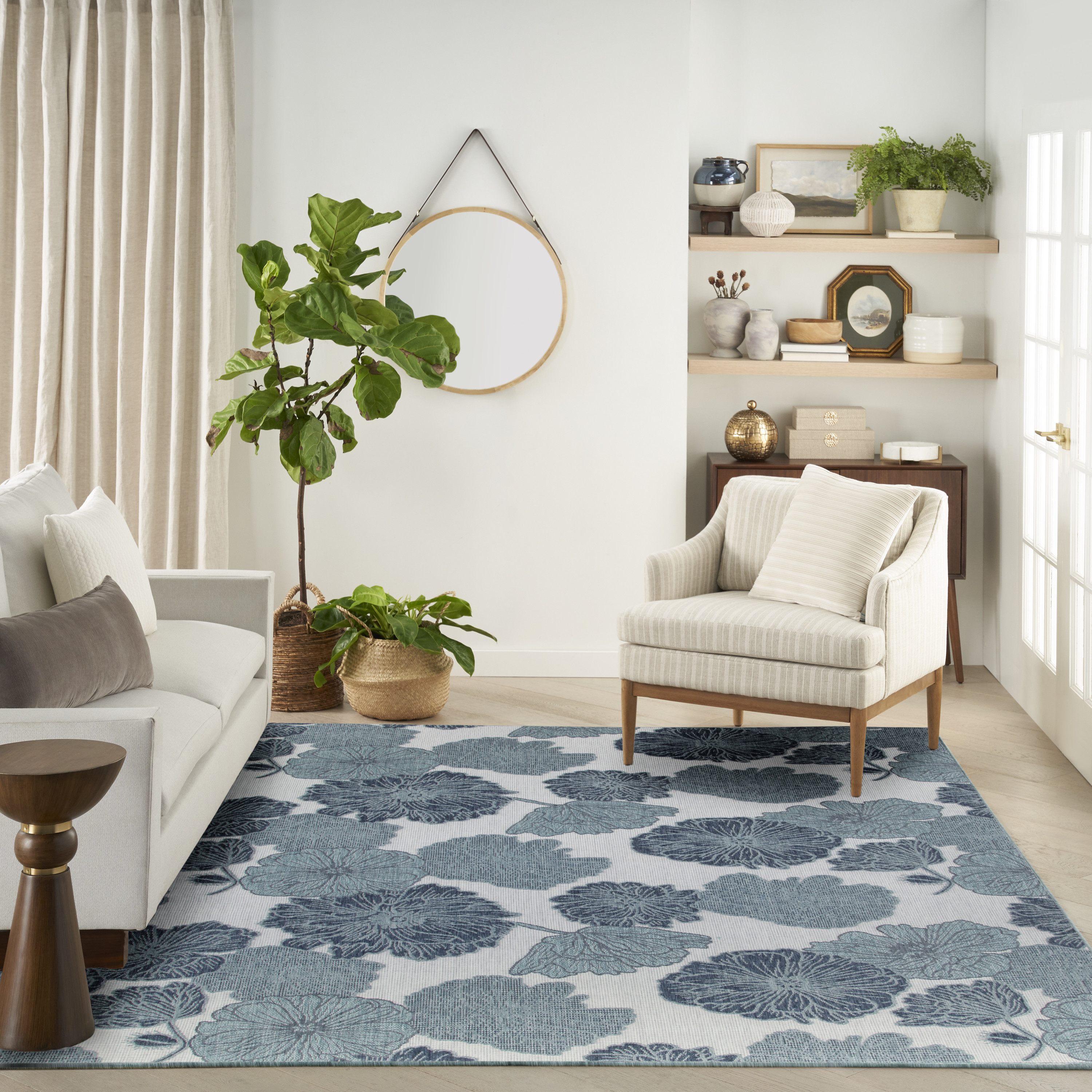 Nourison Garden Oasis 8' x 10' Blue Tropical Rug