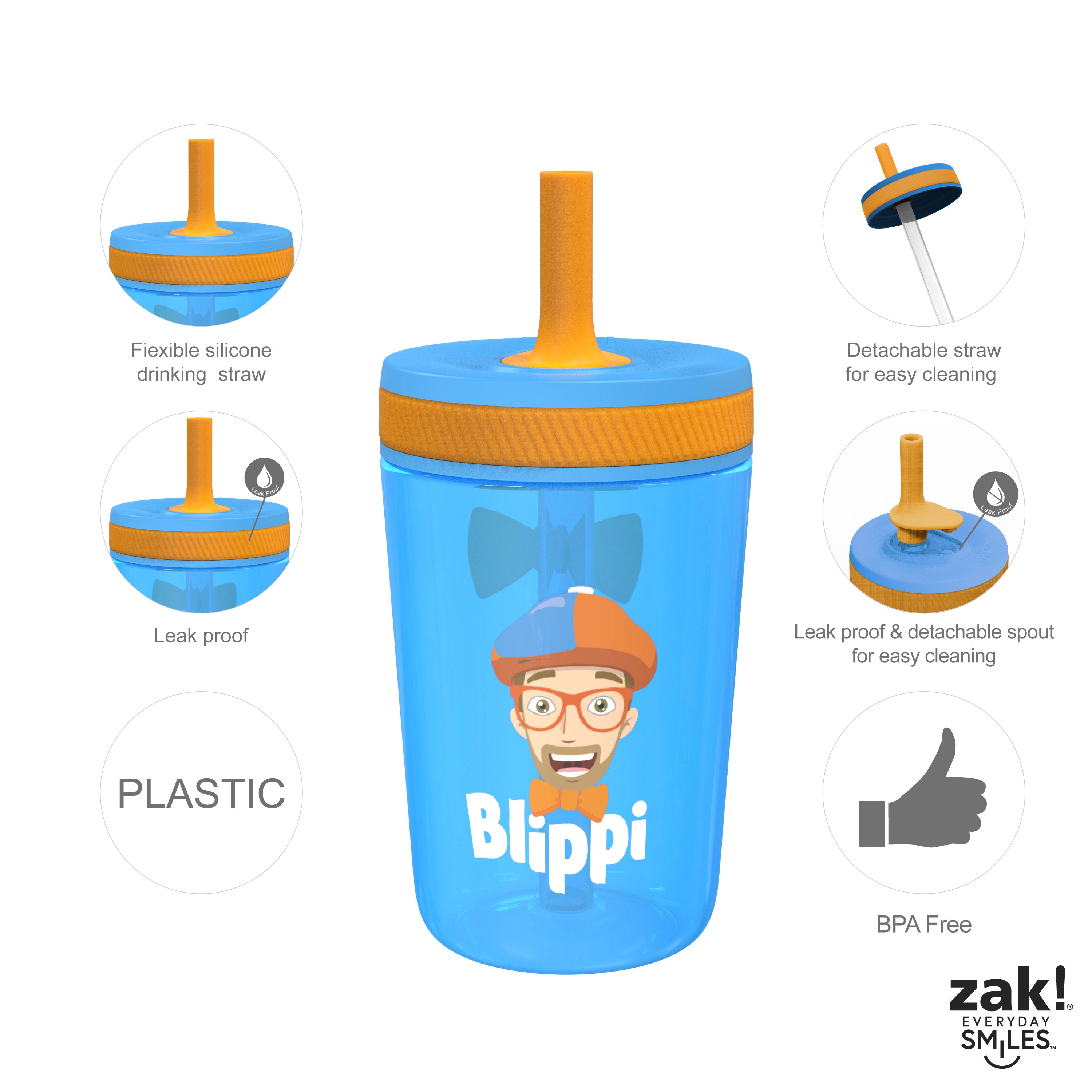 Blippi 15  ounce Plastic Tumbler, Blippi, 3-piece set slideshow image 9
