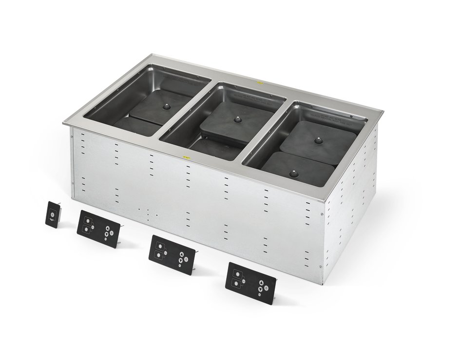 Two-well 120-volt modular drop-in dry induction hot well