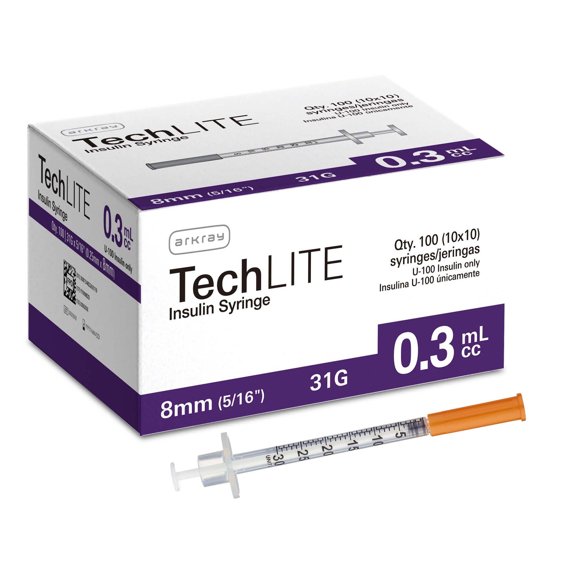 Arkray USA SYRINGE, DISP TECHLITE IN 31GX15/64" .3ML (100/CT)