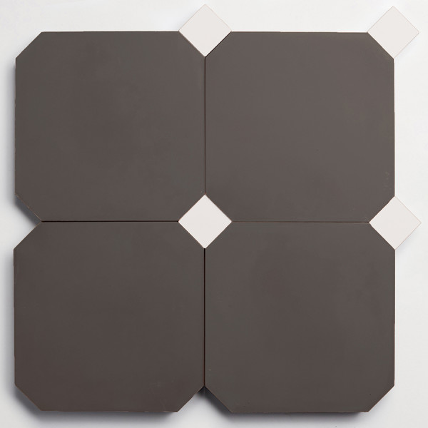 cement | pavimenti act I | paradiso charcoal octagon + white bouchon (bundle) 