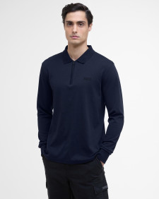 Innes Interlock Long-Sleeved Polo Shirt Navy