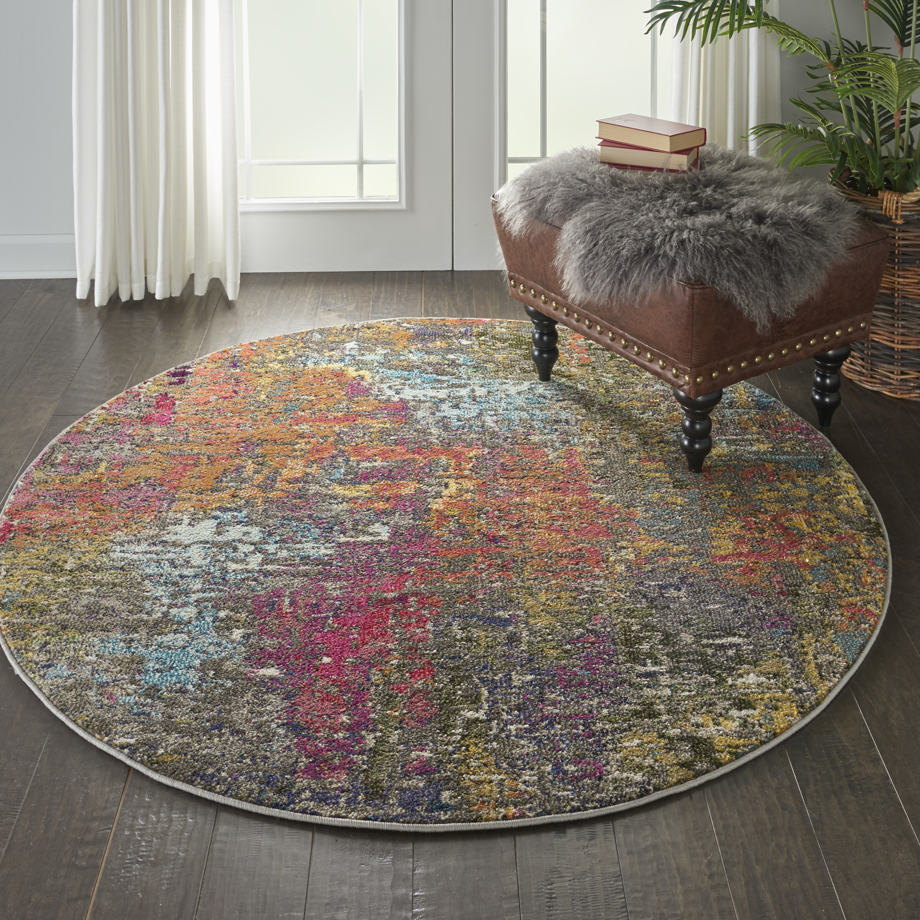 Nourison Celestial 4' x Round Sunset Modern & Contemporary Indoor Rug
