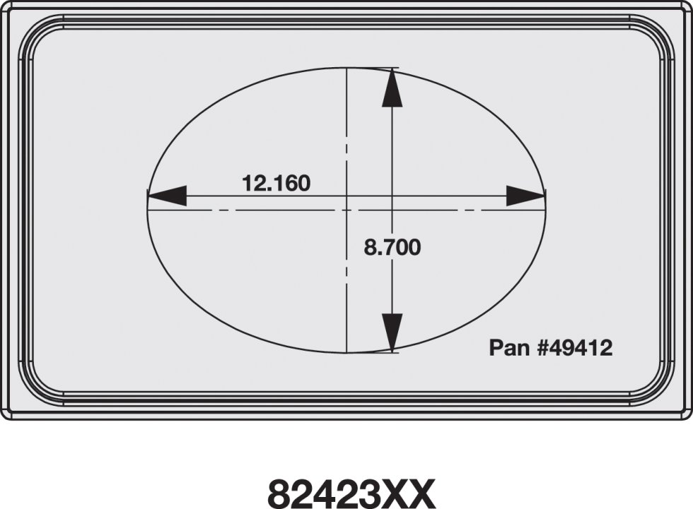 Gabarit en acier inoxydable Miramar® pour une grande casserole ovale de cuisson Miramar