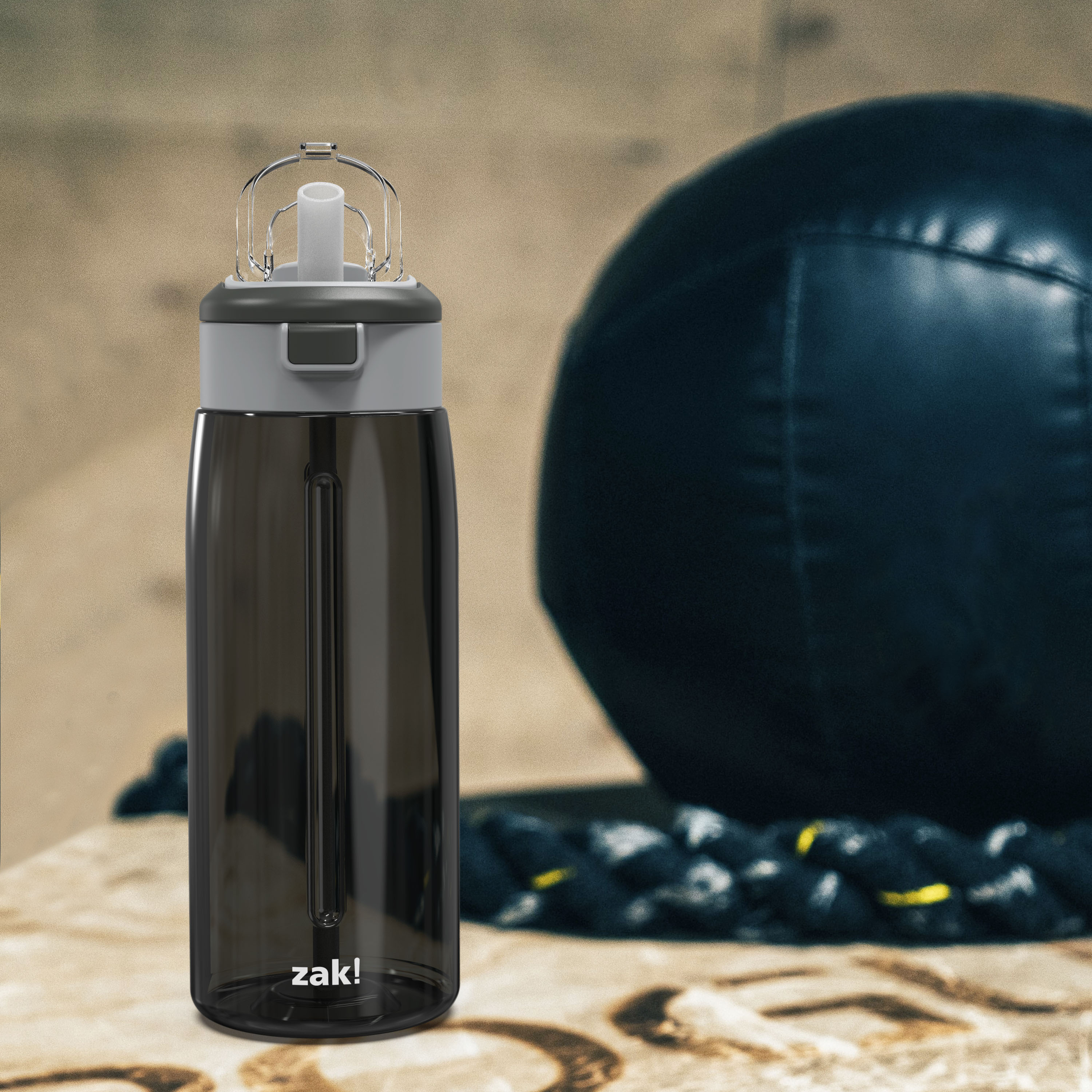 Genesis 32 ounce Reusable Plastic Water Bottle with Interchangeable Spouts, Charcoal slideshow image 2